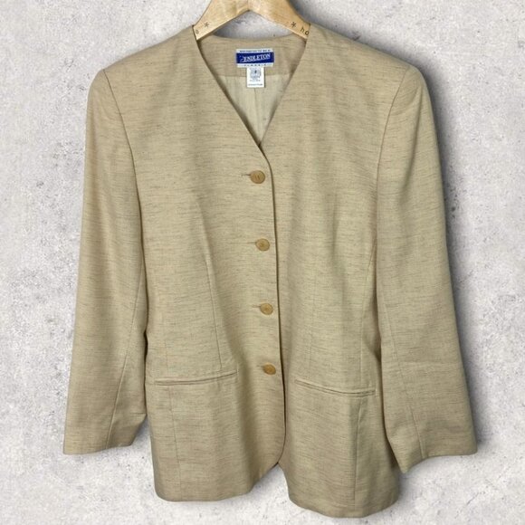 Vintage Pendleton Linen Blazer Jacket Tan Beige Size‎ 8 Shoulder Pants Coat Norm - Picture 1 of 14